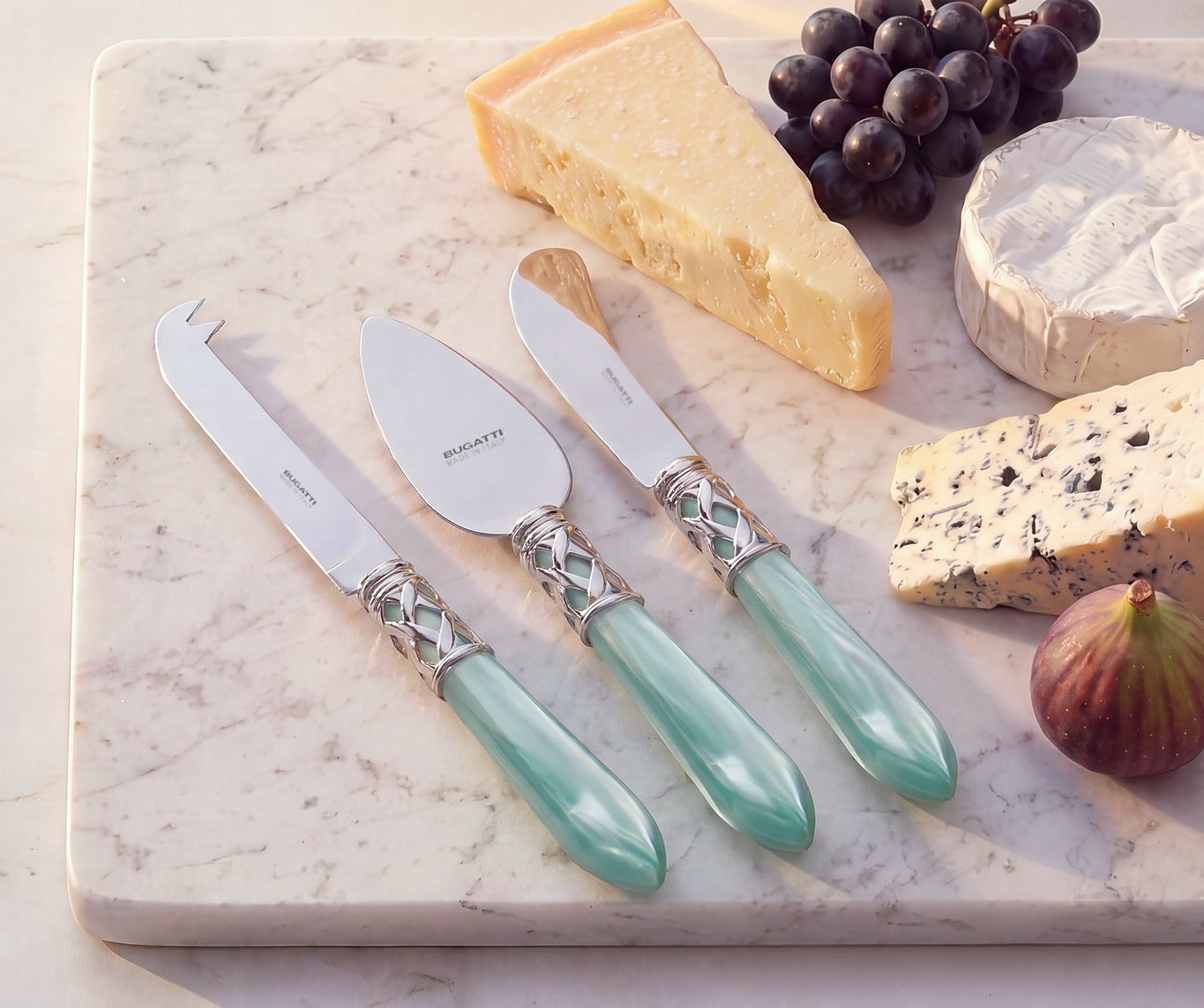 Aladdin Brilliant 3 piece cheese knife set, Aqua — Casa Bugatti