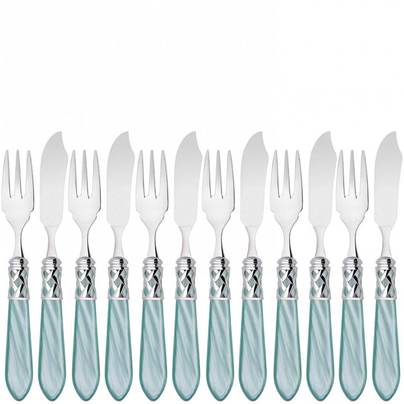 Aladdin Brilliant 12 Piece Fish Set, Aqua — Casa Bugatti