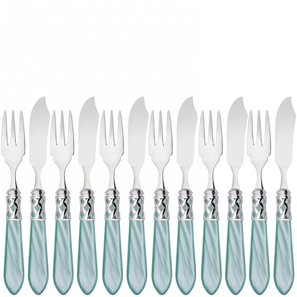 Aladdin Brilliant 12 Piece Fish Set, Aqua — Casa Bugatti