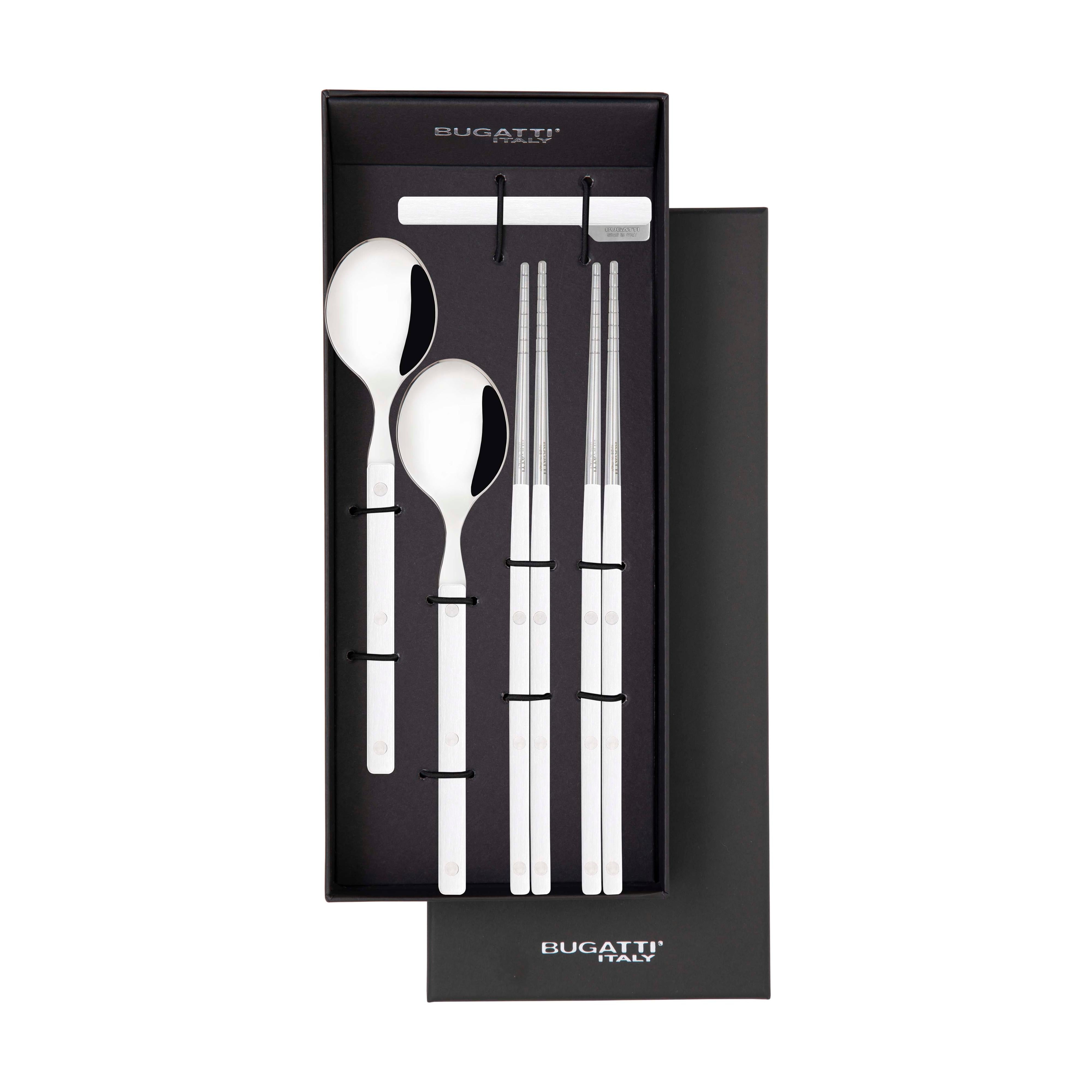 Allegra Chopsticks Set for 2 - white-Casa Bugatti USA