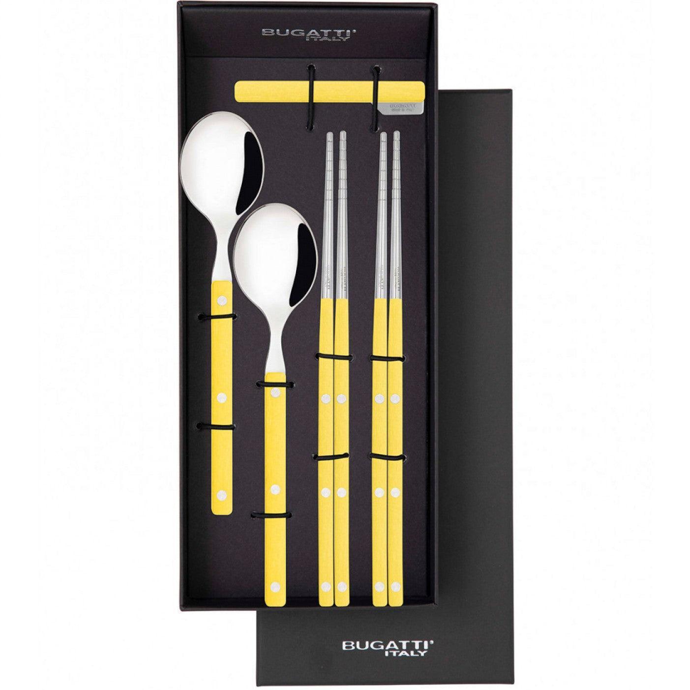 Allegra Chopsticks Set for 2 - Bright Yellow-Casa Bugatti USA
