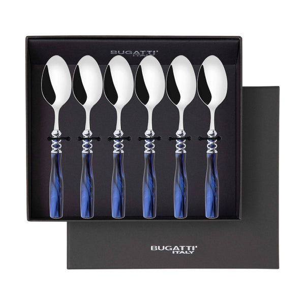 Arianna Brilliant 6 Piece Coffee Spoon Set in gift box - Royal Blue-Casa Bugatti USA