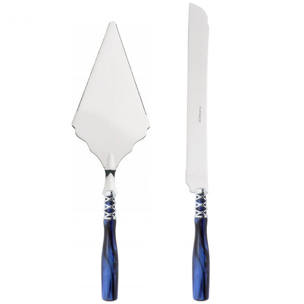 Arianna Brilliant 2 Piece Large Cake Serving Set serrated - Royal Blue-Casa Bugatti USA