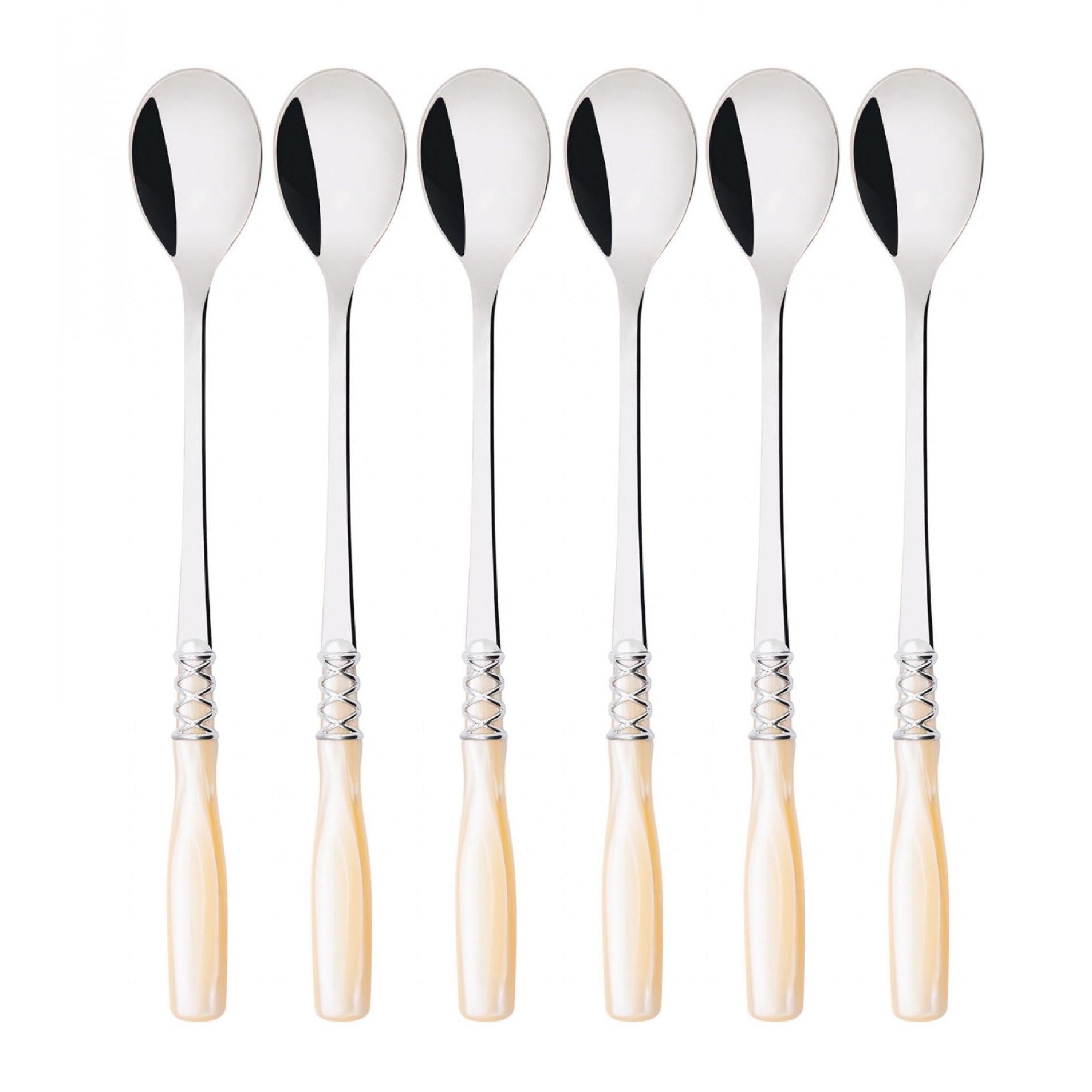 Arianna Brilliant Ice Tea / Cocktail Spoon Set - Ivory-Casa Bugatti USA