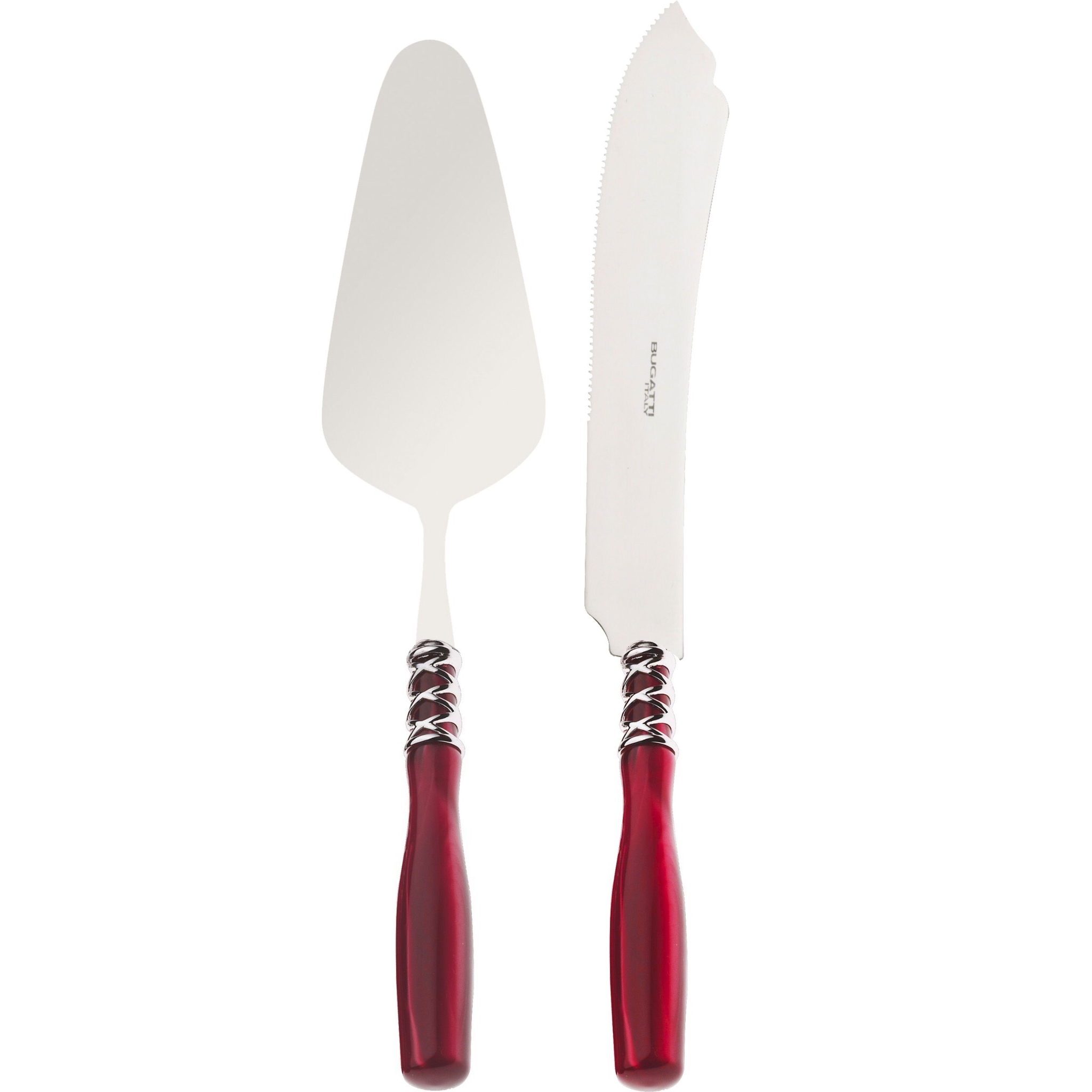 Arianna 2 Piece Cake Serving Set Burgundy-Casa Bugatti USA