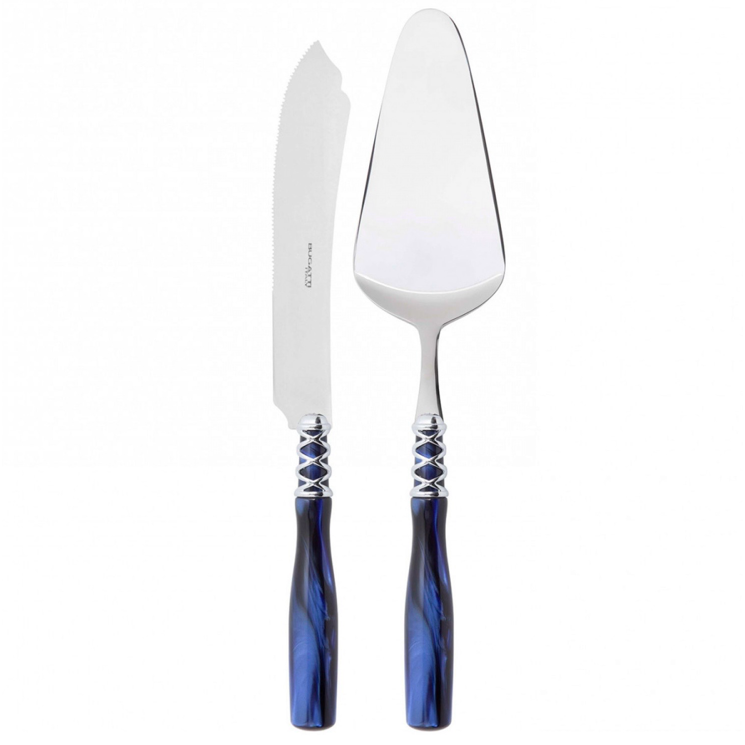 Arianna 2 Piece Cake Serving Set Royal Blue-Casa Bugatti USA