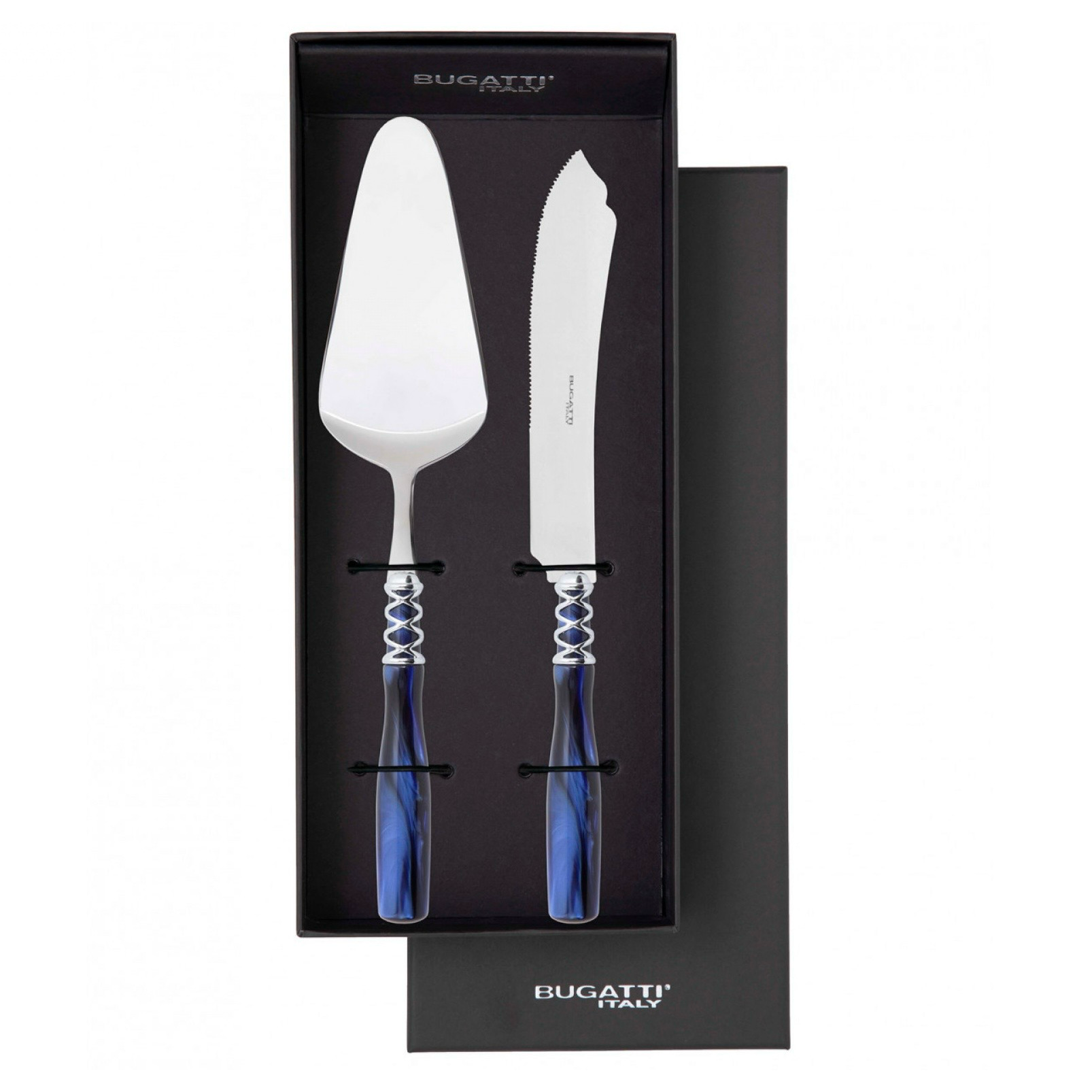 Arianna 2 Piece Cake Serving Set Royal Blue-Casa Bugatti USA