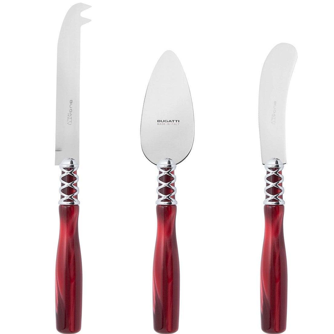 Arianna 3 Piece Cheese Knife Set - Burgundy