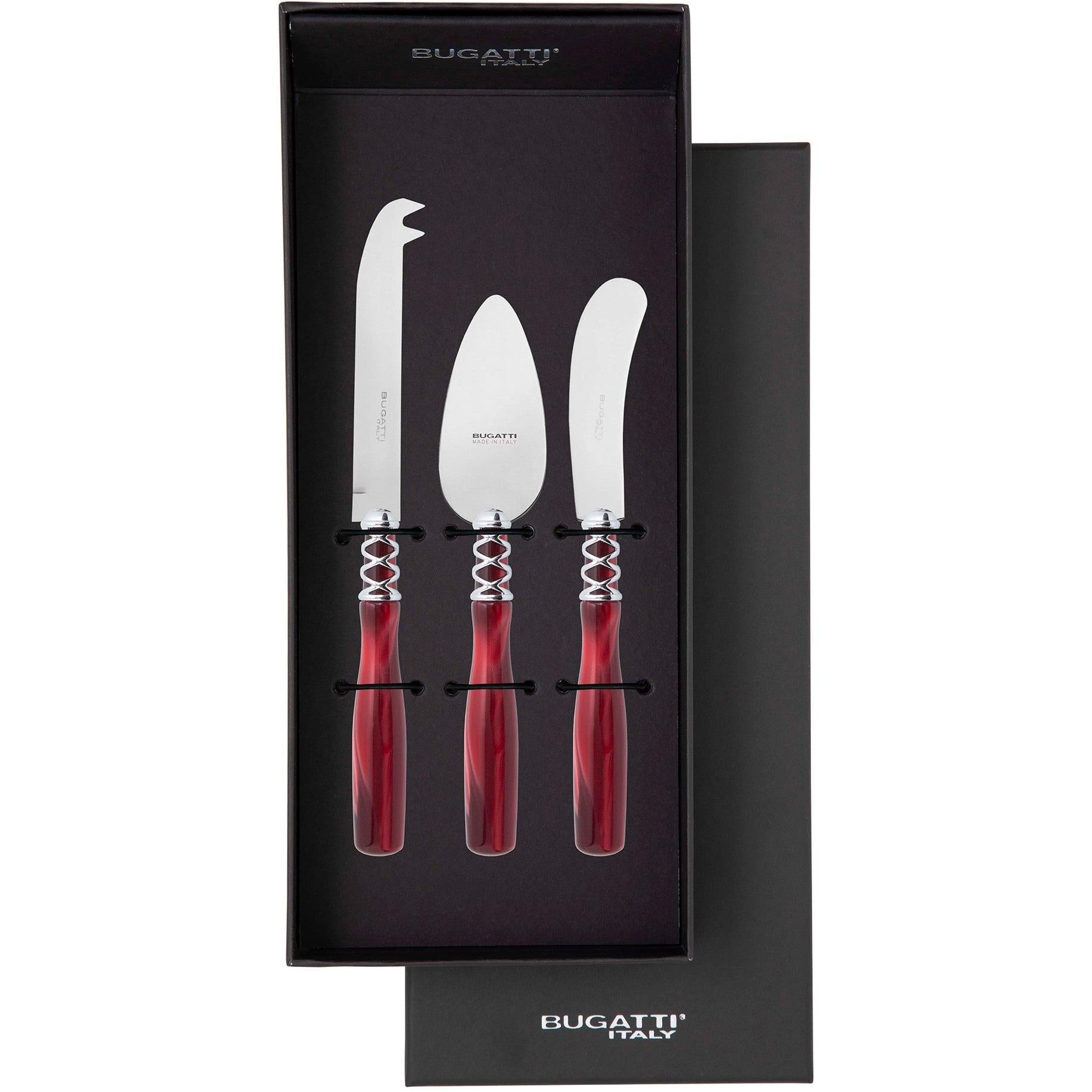 Arianna 3 Piece Cheese Knife Set - Burgundy
