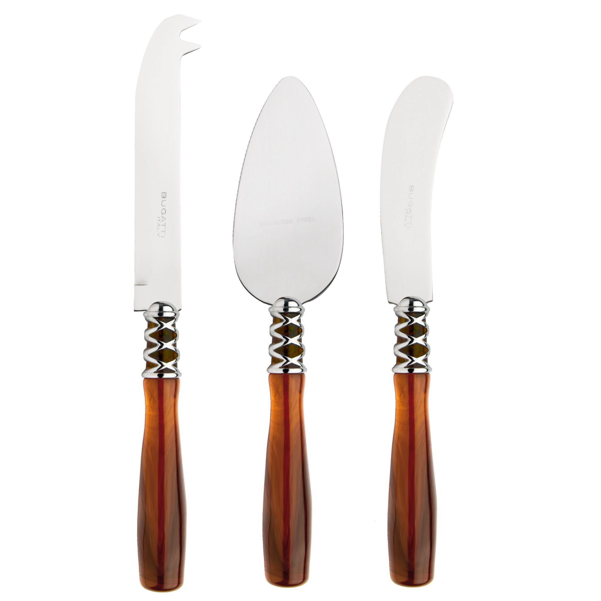 Arianna 3 Piece Cheese Knives Set Tortoiseshell-Casa Bugatti USA