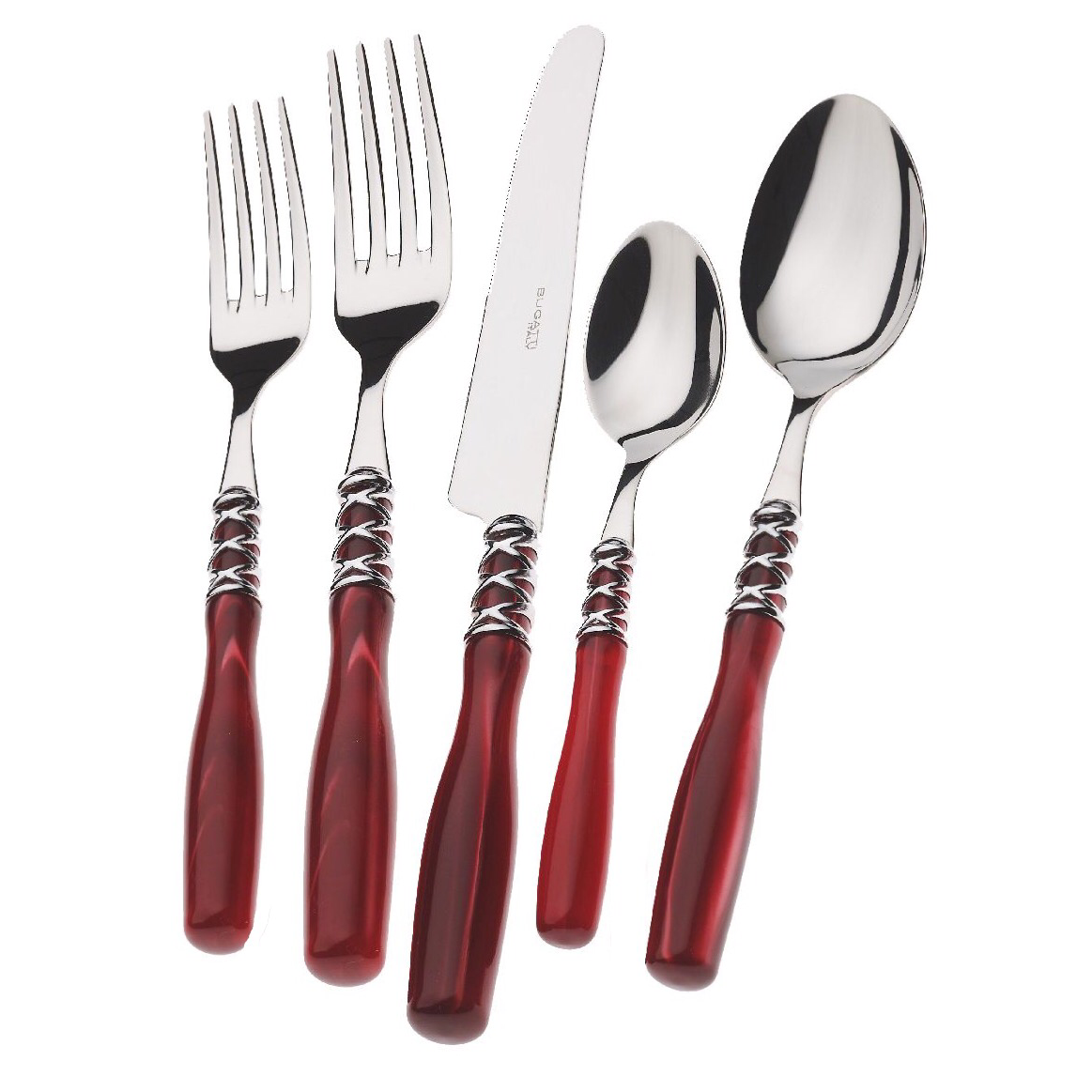 Arianna 5 Piece Place Setting - BURGUNDY-Casa Bugatti USA