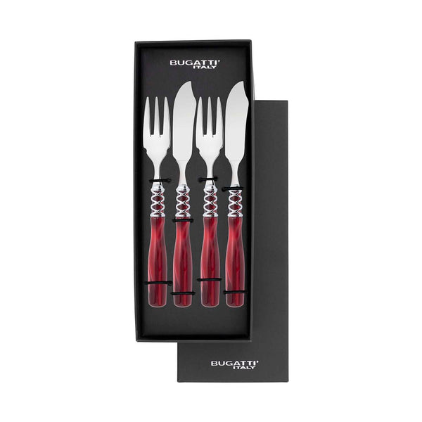Arianna Brilliant 12 Pieces Fish Set - Burgundy