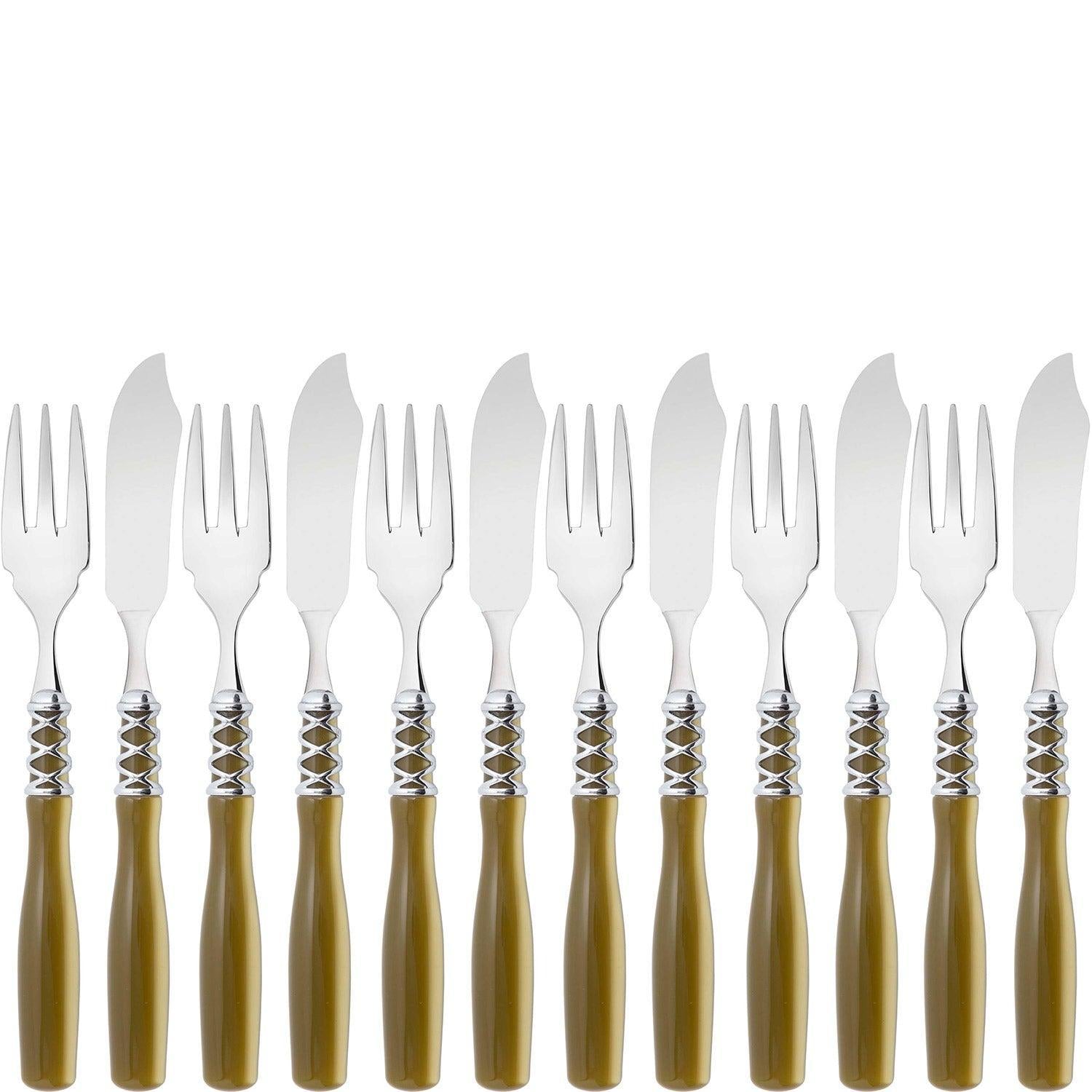 Arianna Brilliant 12 Pieces Fish Set - Chartreuse Green