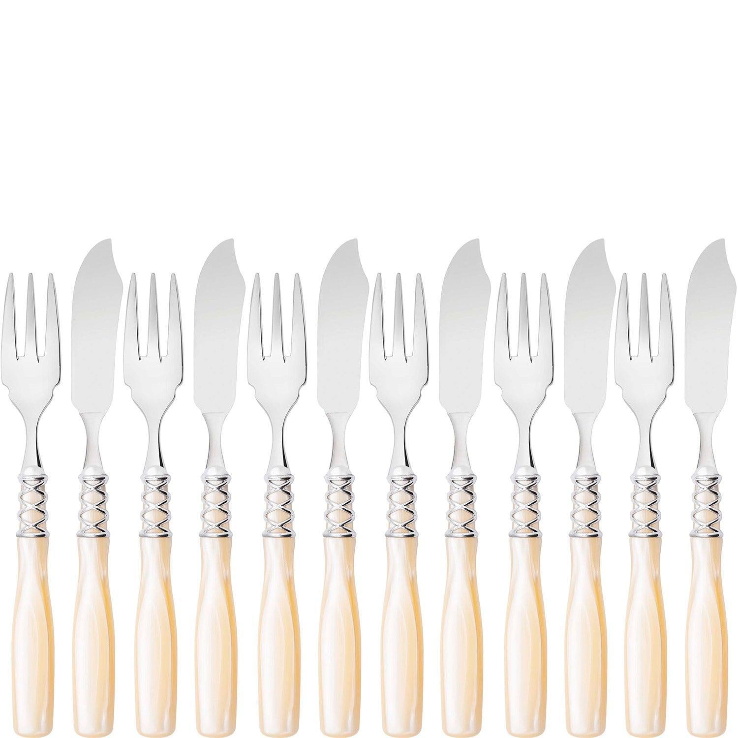 Arianna Brilliant 12 Pieces Fish Set - Ivory-Casa Bugatti USA