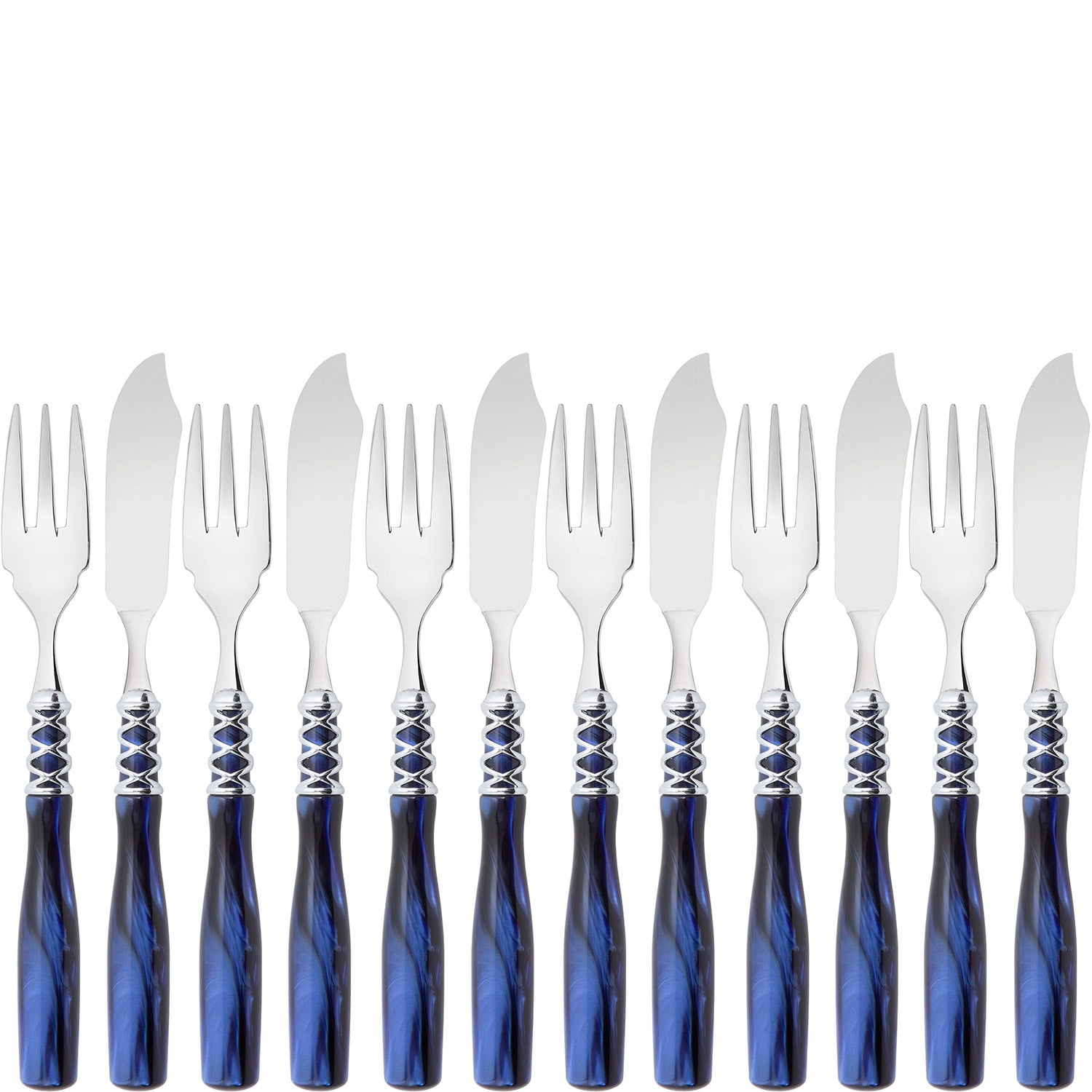 Arianna Brilliant 12 Pieces Fish Set - Royal Blue