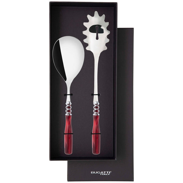 Arianna Brilliant 2 Piece Pasta Set in gift box - Burgundy
