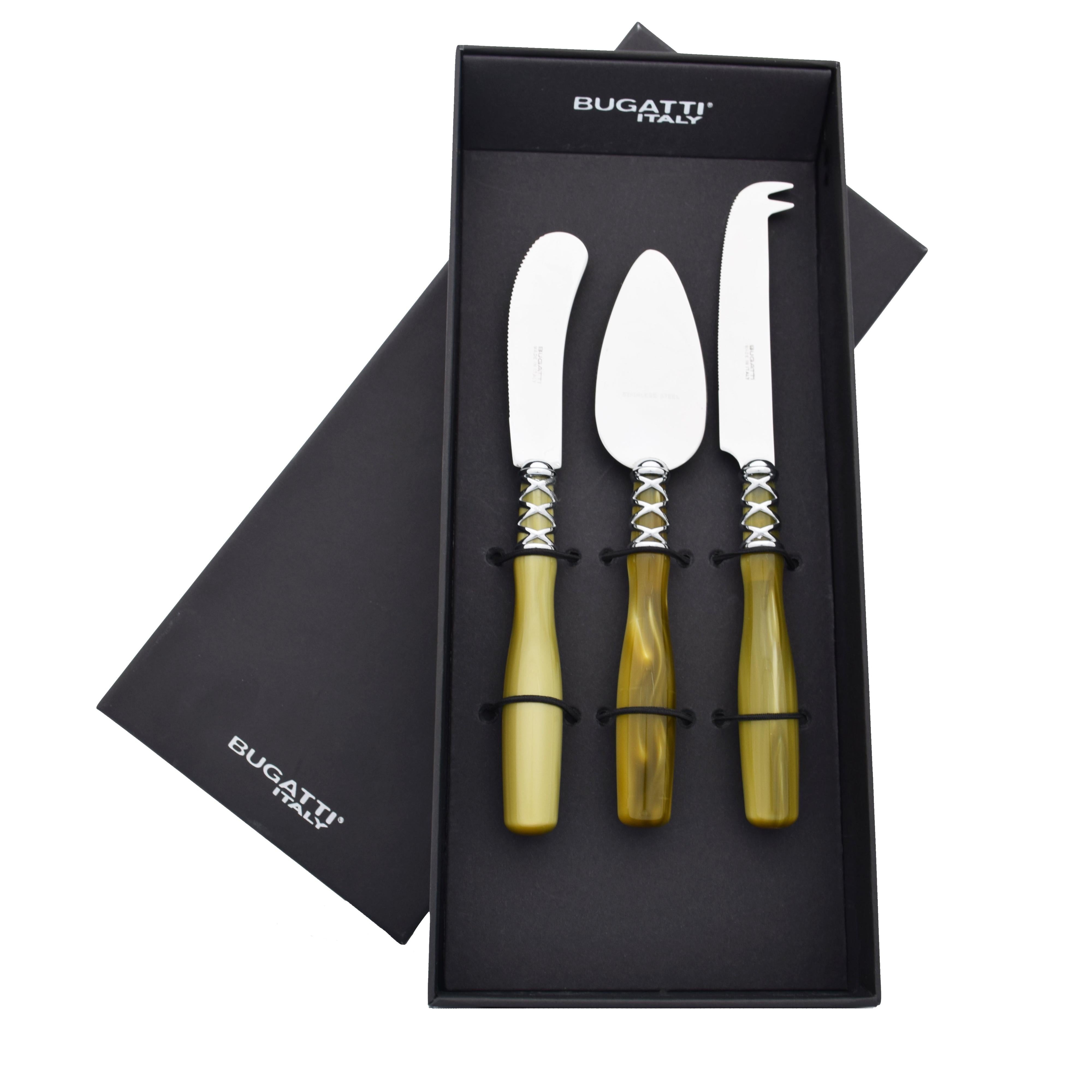 Arianna Brilliant 3 Piece Cheese Knife Set - Chartreuse Green