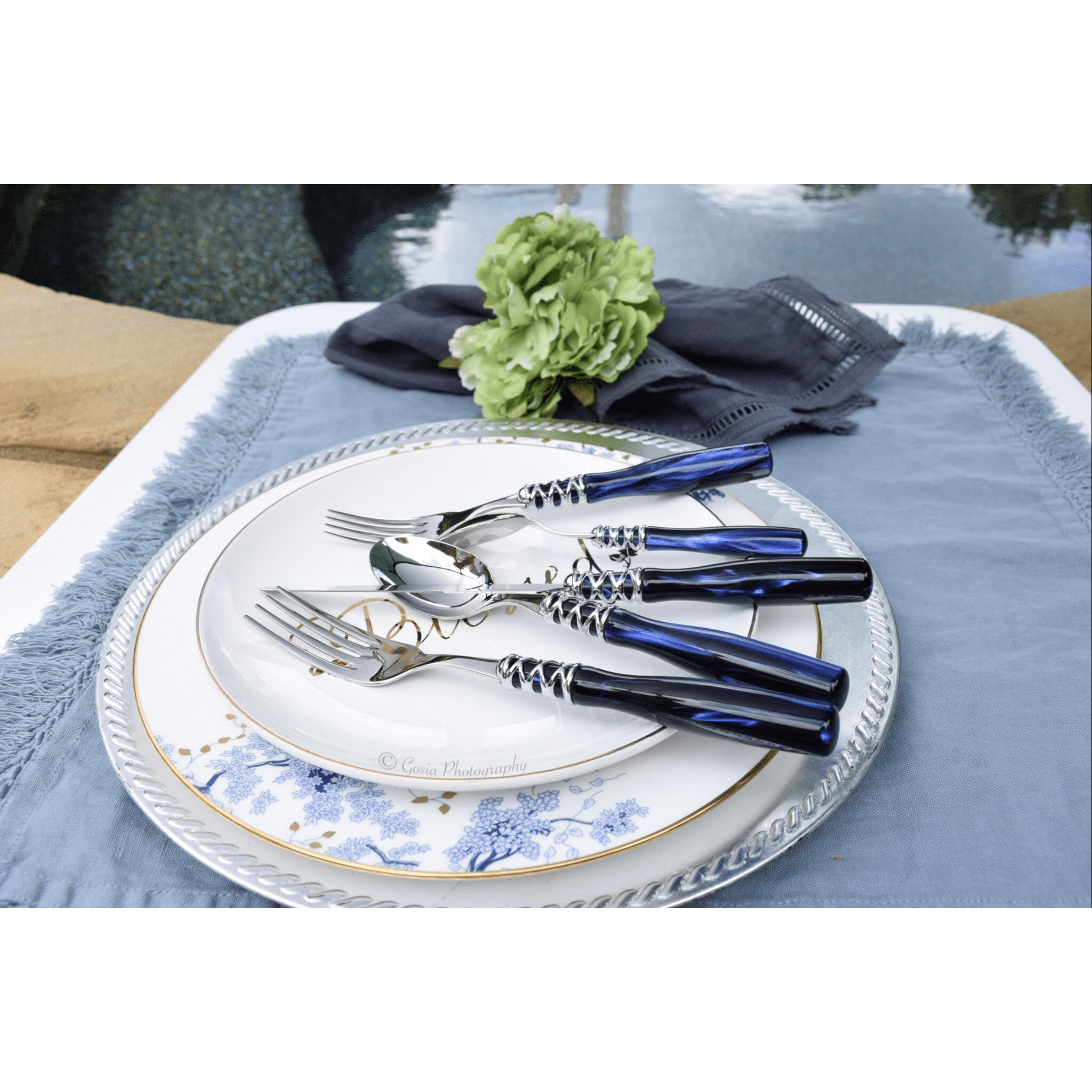 Arianna Brilliant 5 Piece Place Setting - ROYAL BLUE-Casa Bugatti USA