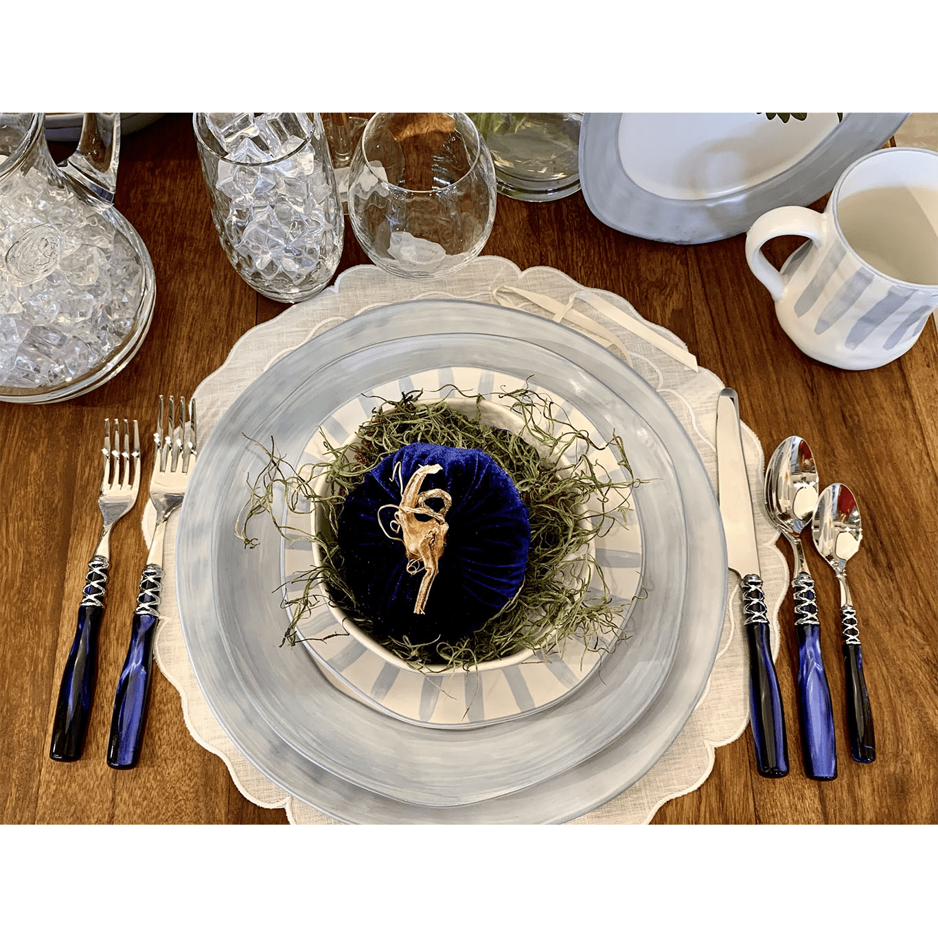 Arianna Brilliant 5 Piece Place Setting - ROYAL BLUE-Casa Bugatti USA