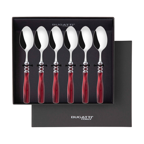 Arianna Brilliant 6 Piece Coffee Spoon Set in gift box - Burgundy
