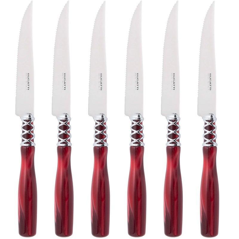 Arianna Brilliant 6 Piece Steak knife Set - Burgundy-Casa Bugatti USA