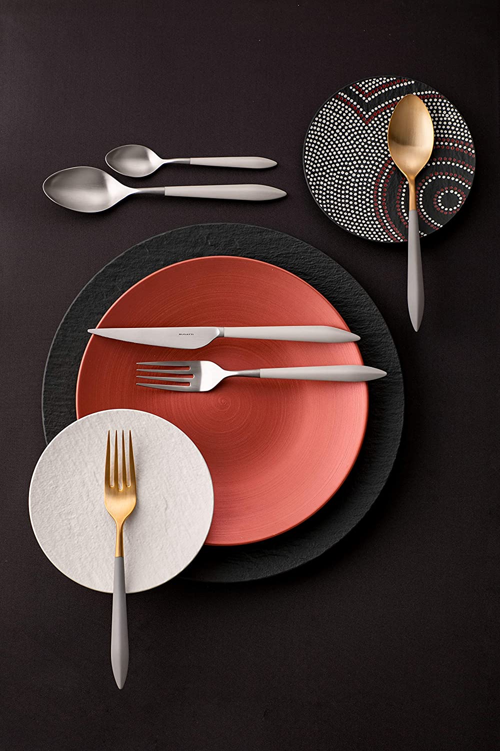 Ares brushed 5 Piece Place setting - White-Casa Bugatti USA
