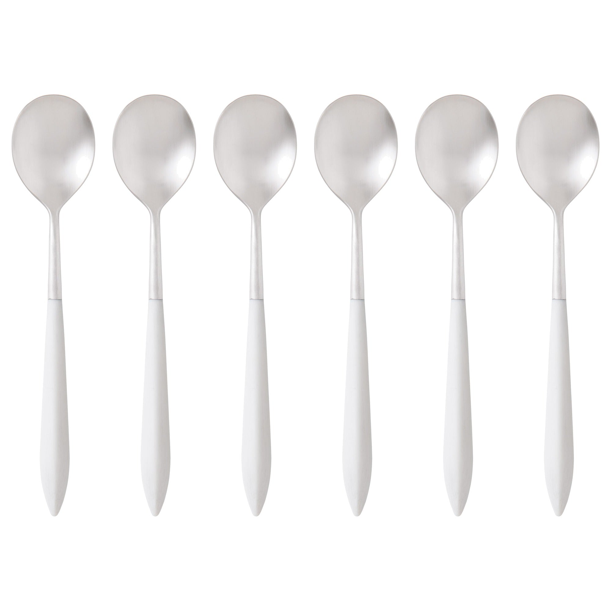 Ares Brushed Asian Rice Spoon Set, White — Casa Bugatti