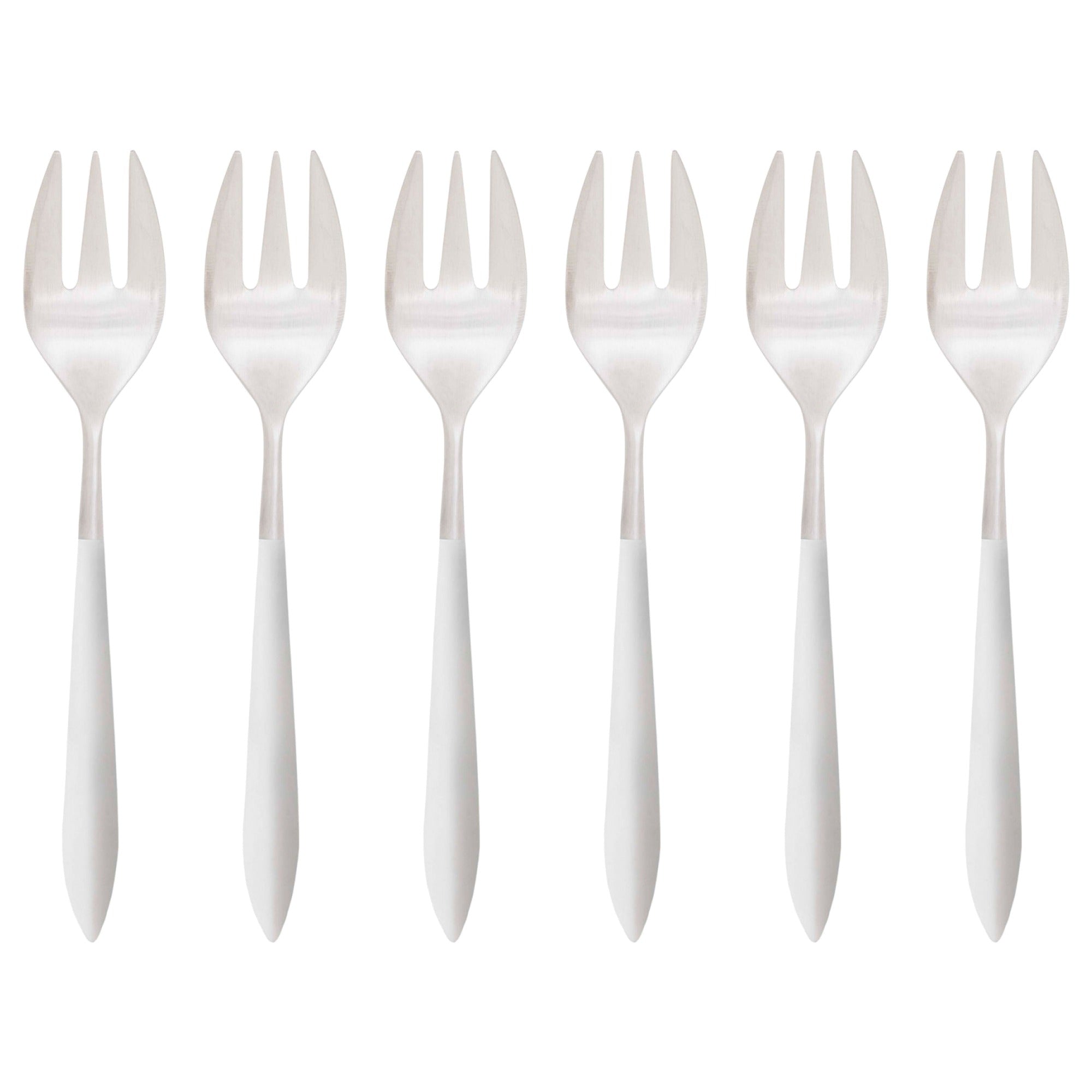 Ares Brushed Oyster Fork Set, White — Casa Bugatti