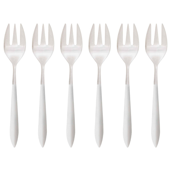 Ares Brushed Oyster Fork Set, White — Casa Bugatti