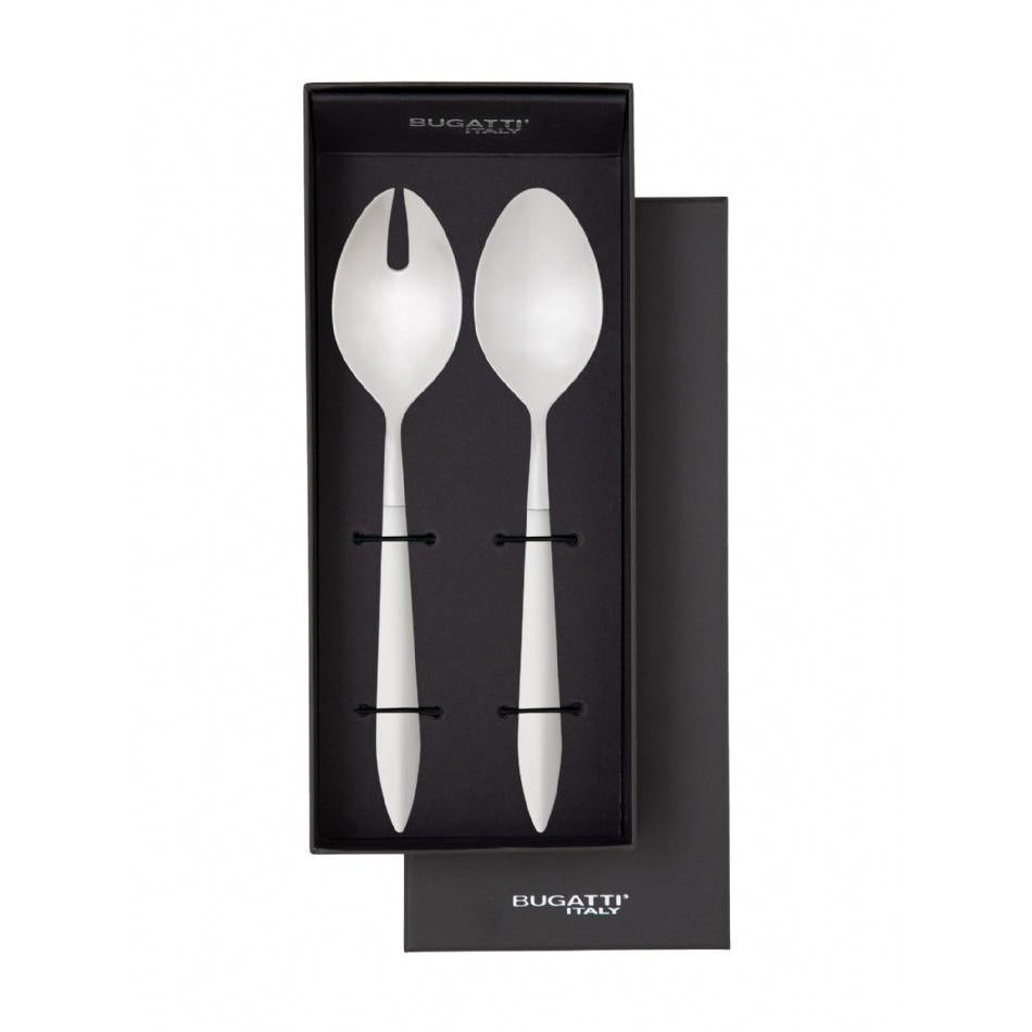 Ares Brushed 2 Piece Salad Serving Set - White-Casa Bugatti USA
