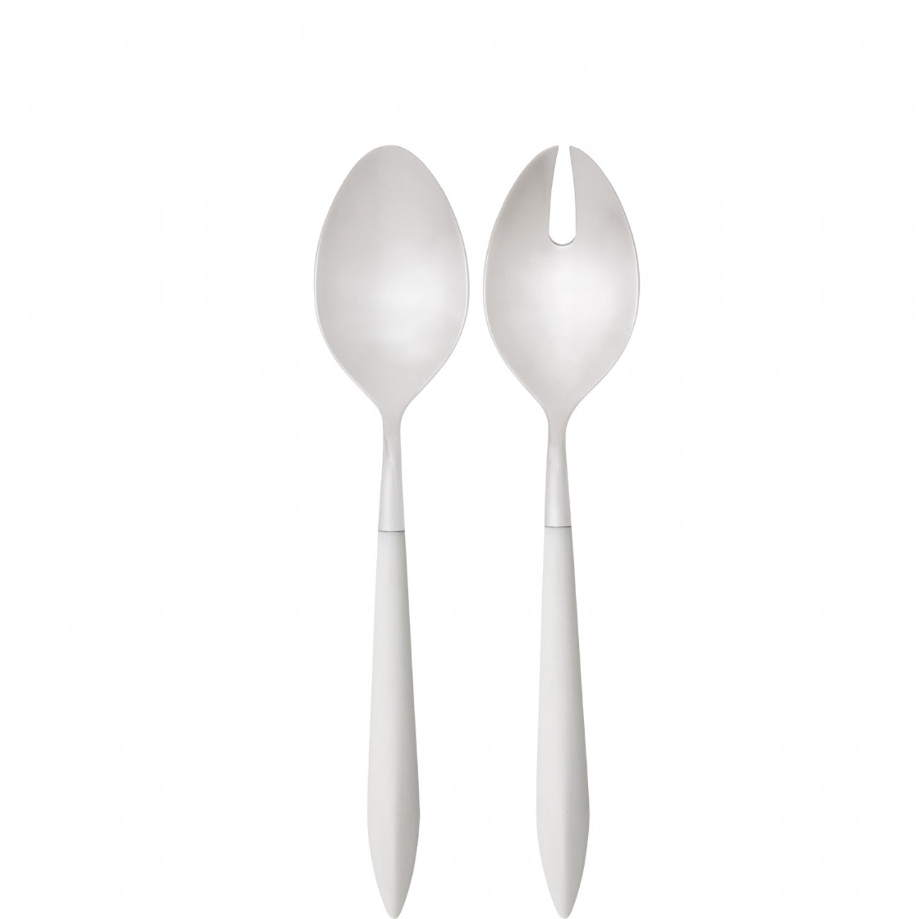 Ares Brushed 2 Piece Salad Serving Set - White-Casa Bugatti USA