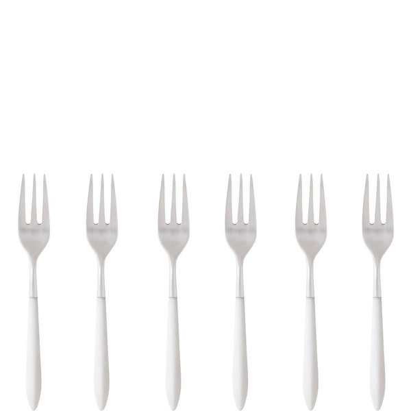 Ares Brushed Cocktail / Cake Fork Set, White — Casa Bugatti