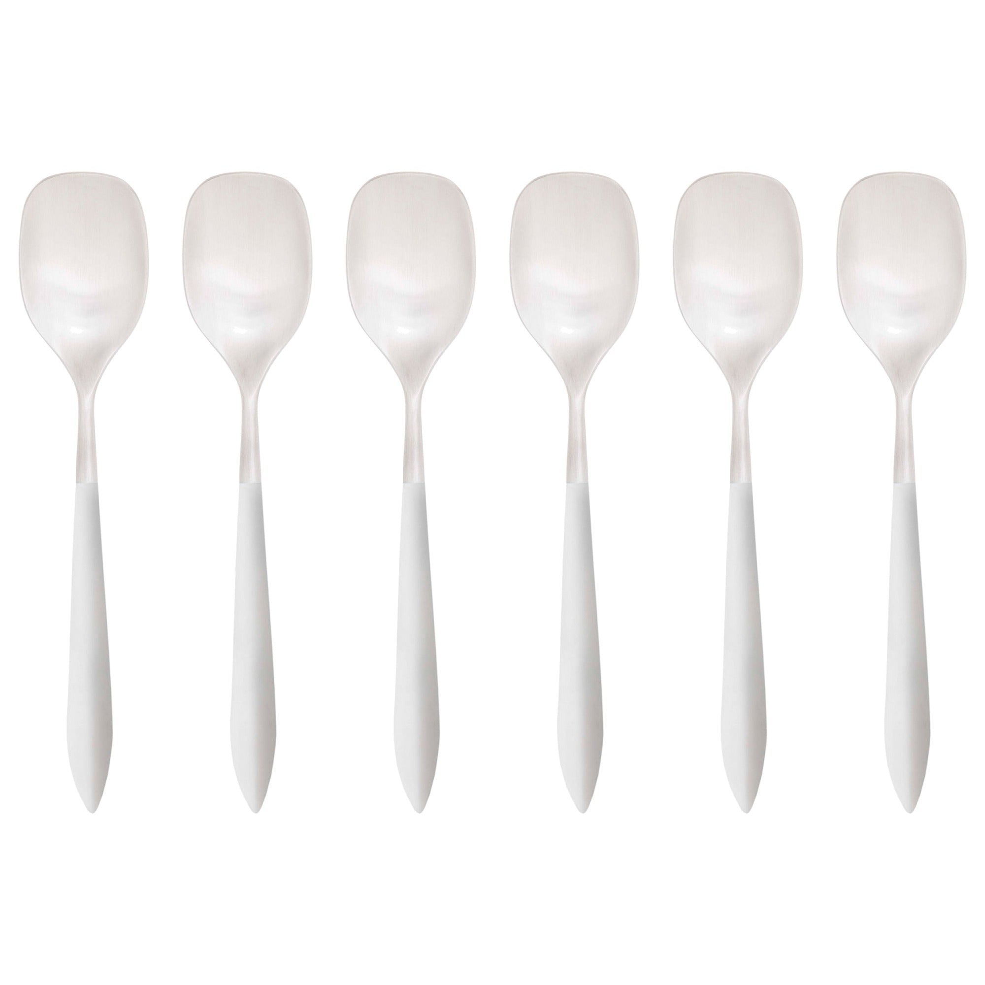 Ares Brushed Ice Cream Spoon Set, White — Casa Bugatti