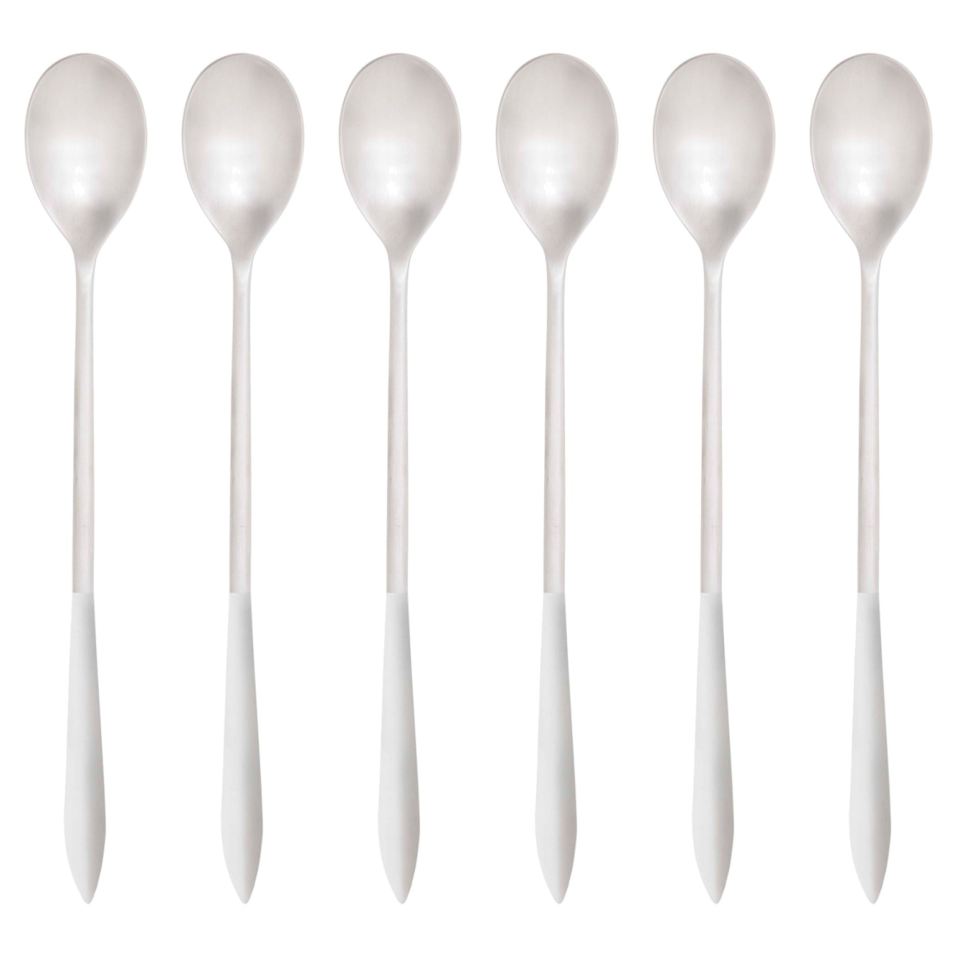 Ares Brushed Ice Tea Spoon Set, White — Casa Bugatti