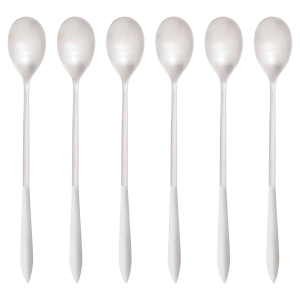 Ares Brushed Ice Tea Spoon Set, White — Casa Bugatti