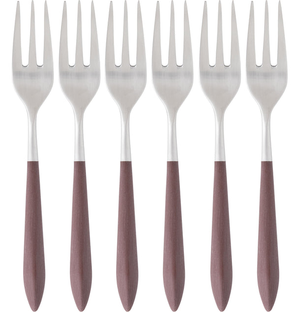Ares Brushed Cocktail / Cake Fork Set - Brown-Casa Bugatti USA