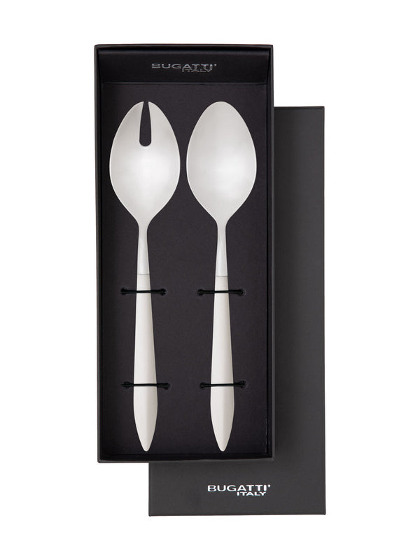 Ares Brushed 2 Piece Salad Serving Set - Ivory-Casa Bugatti USA