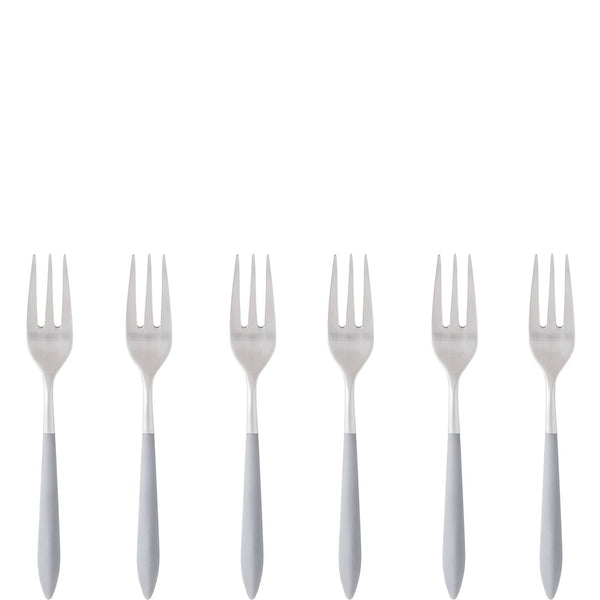 Ares Brushed Cocktail / Cake Fork Set, Gray — Casa Bugatti