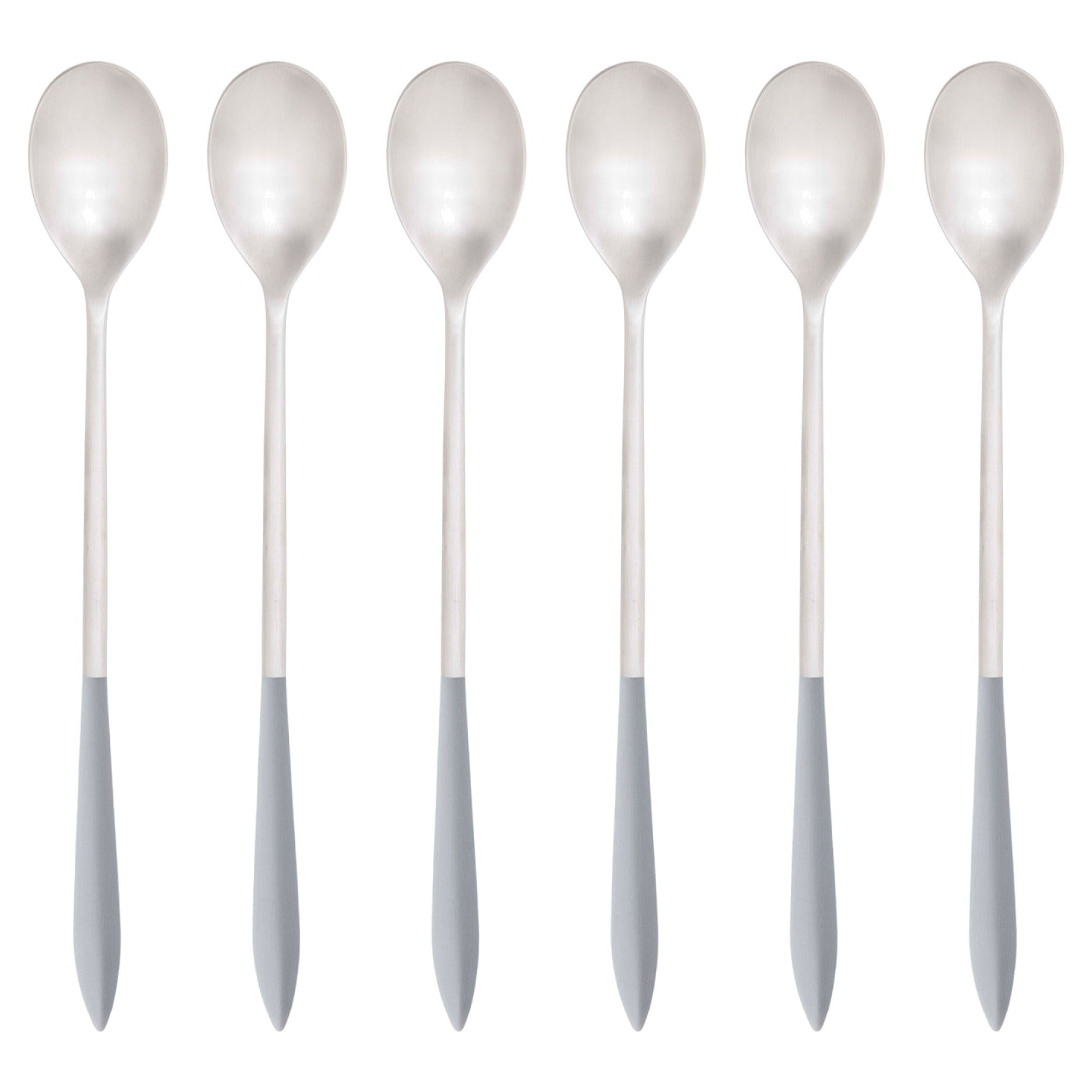 Ares Brushed Ice Tea Spoon Set, Gray — Casa Bugatti