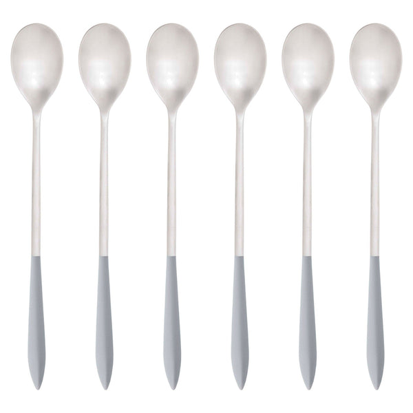 Ares Brushed Ice Tea Spoon Set, Gray — Casa Bugatti