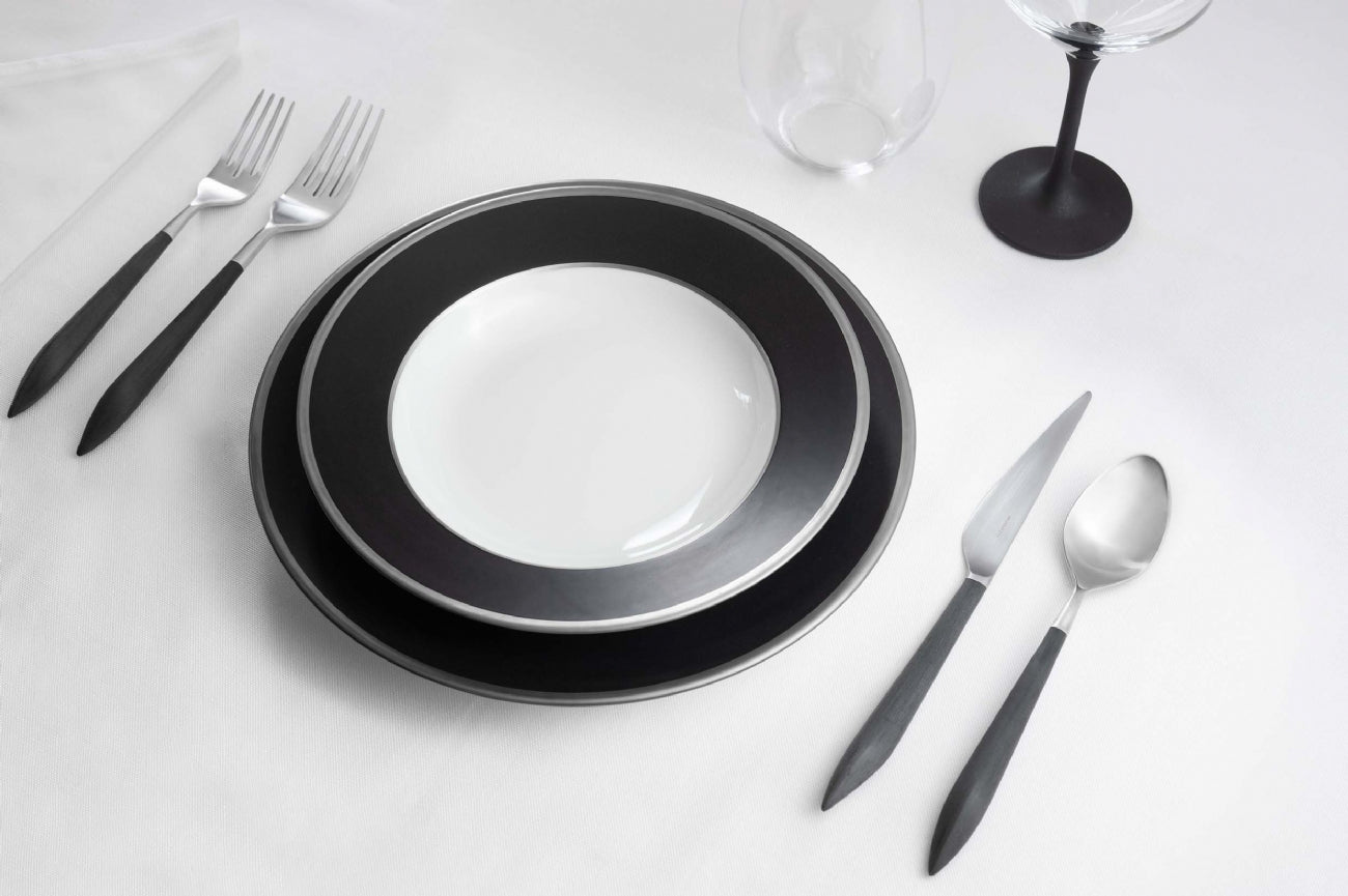 Ares  brushed  5 Piece Place setting - Black-Casa Bugatti USA