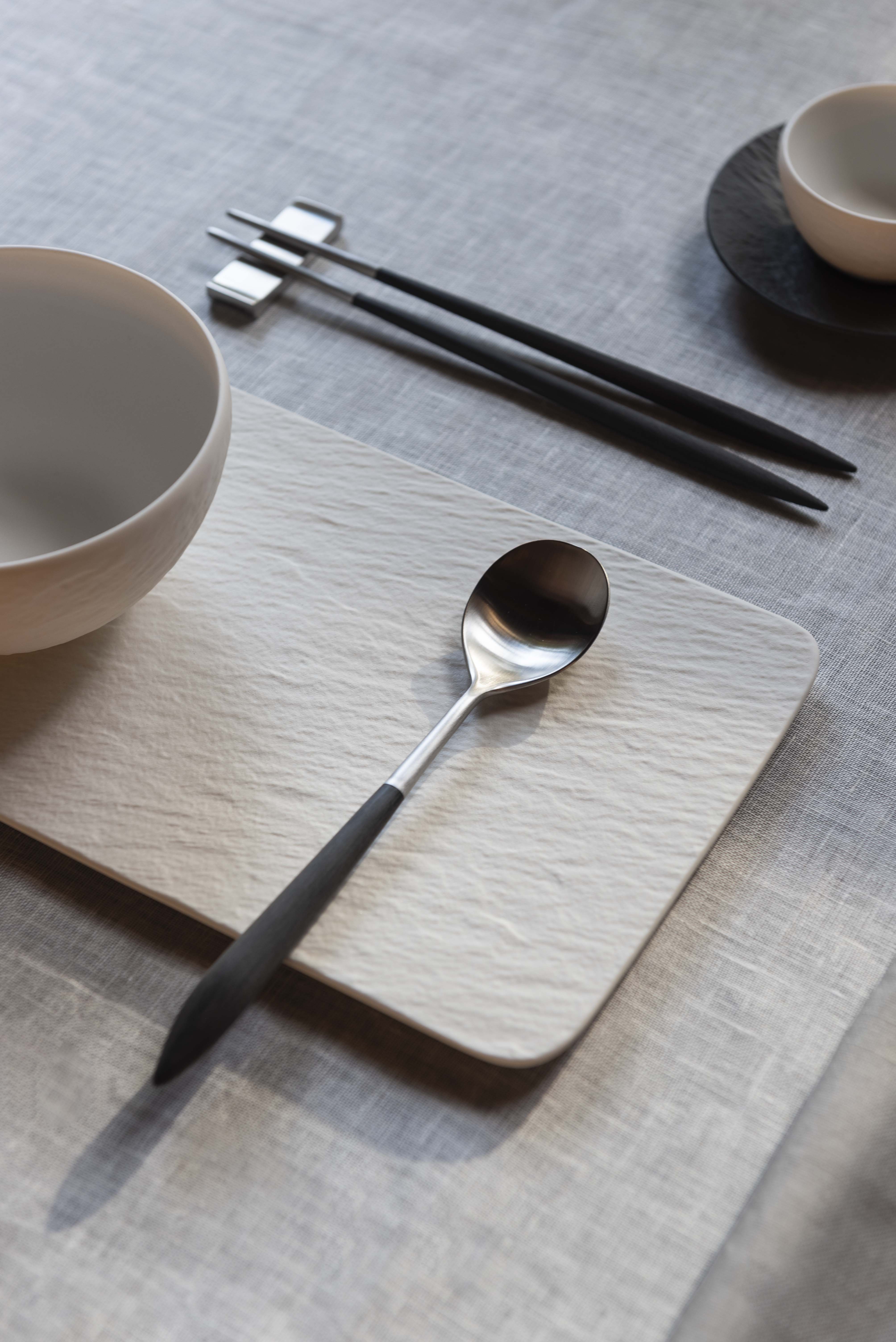 Ares Brushed Asian Rice Spoon Set, Black — Casa Bugatti