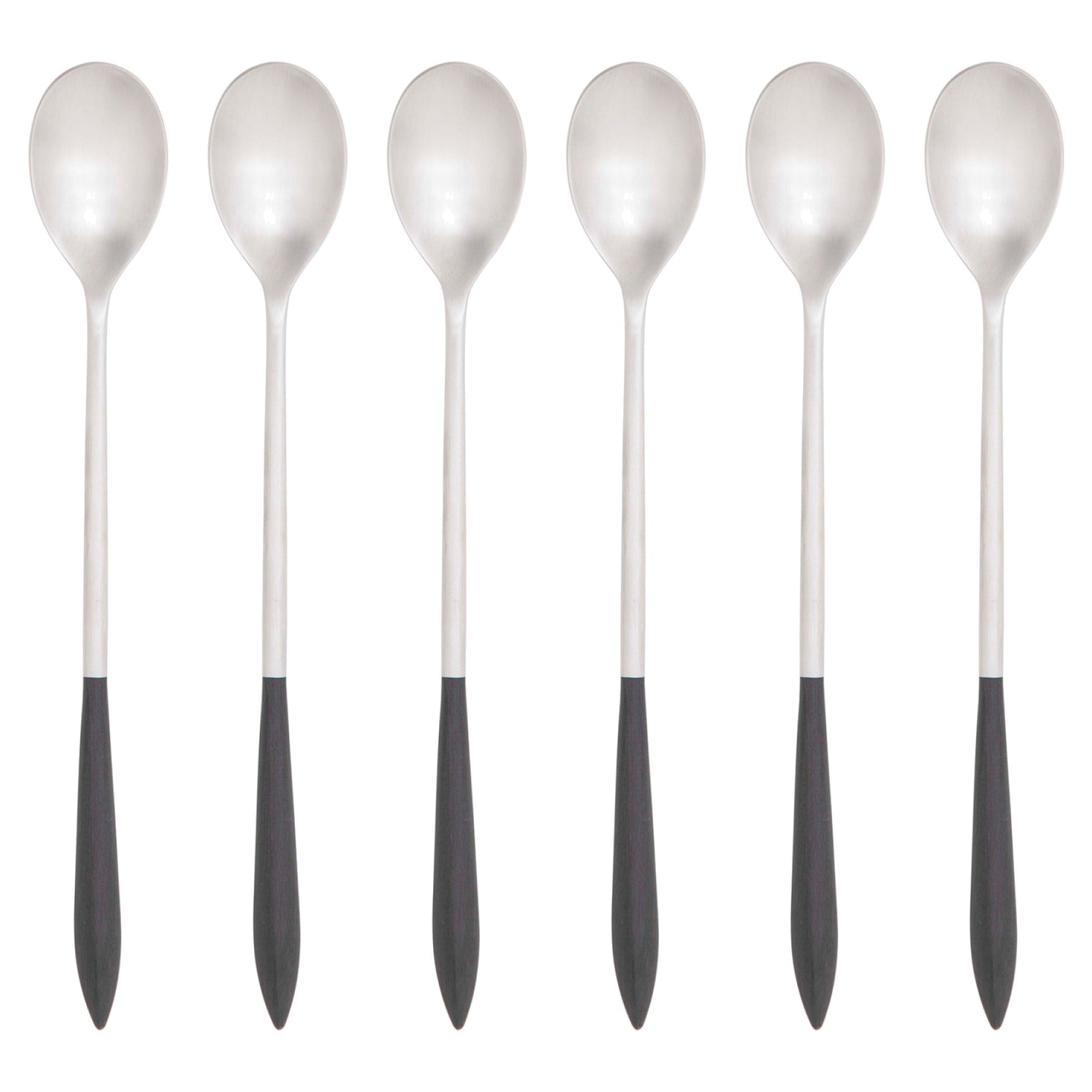 Ares Brushed Ice Tea Spoon Set - Black-Casa Bugatti USA
