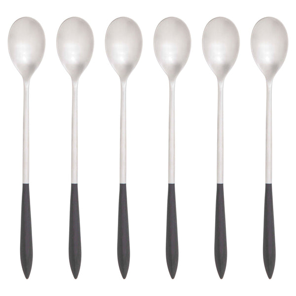 Ares Brushed Ice Tea Spoon Set - Black-Casa Bugatti USA