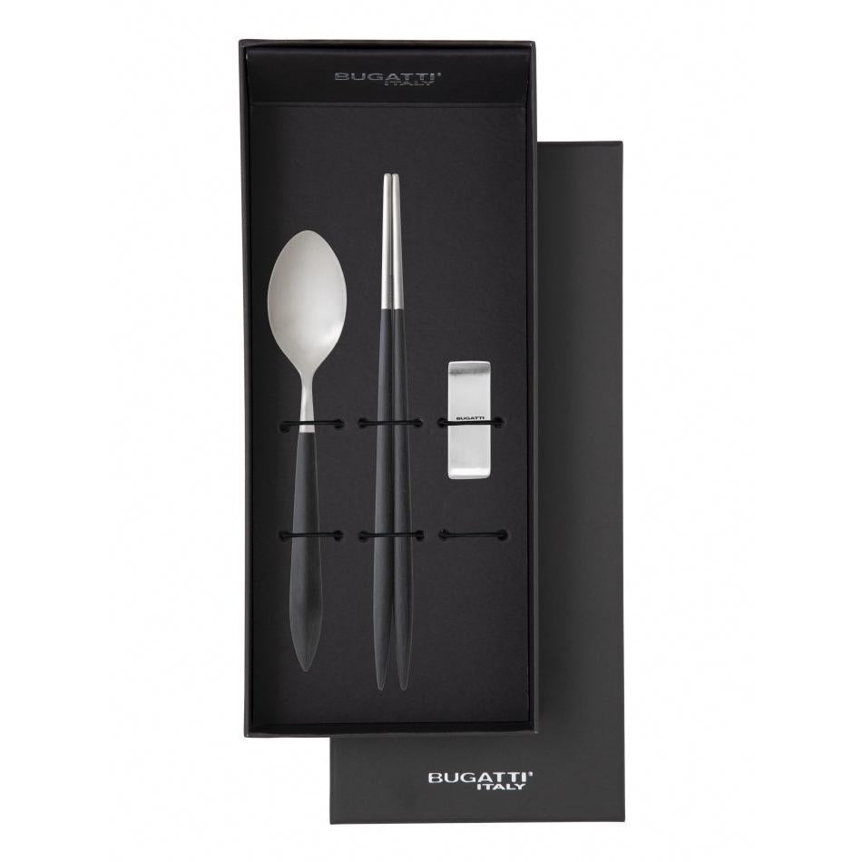Ares Brushed Chopstick's Set for 1 Person - Black-Casa Bugatti USA