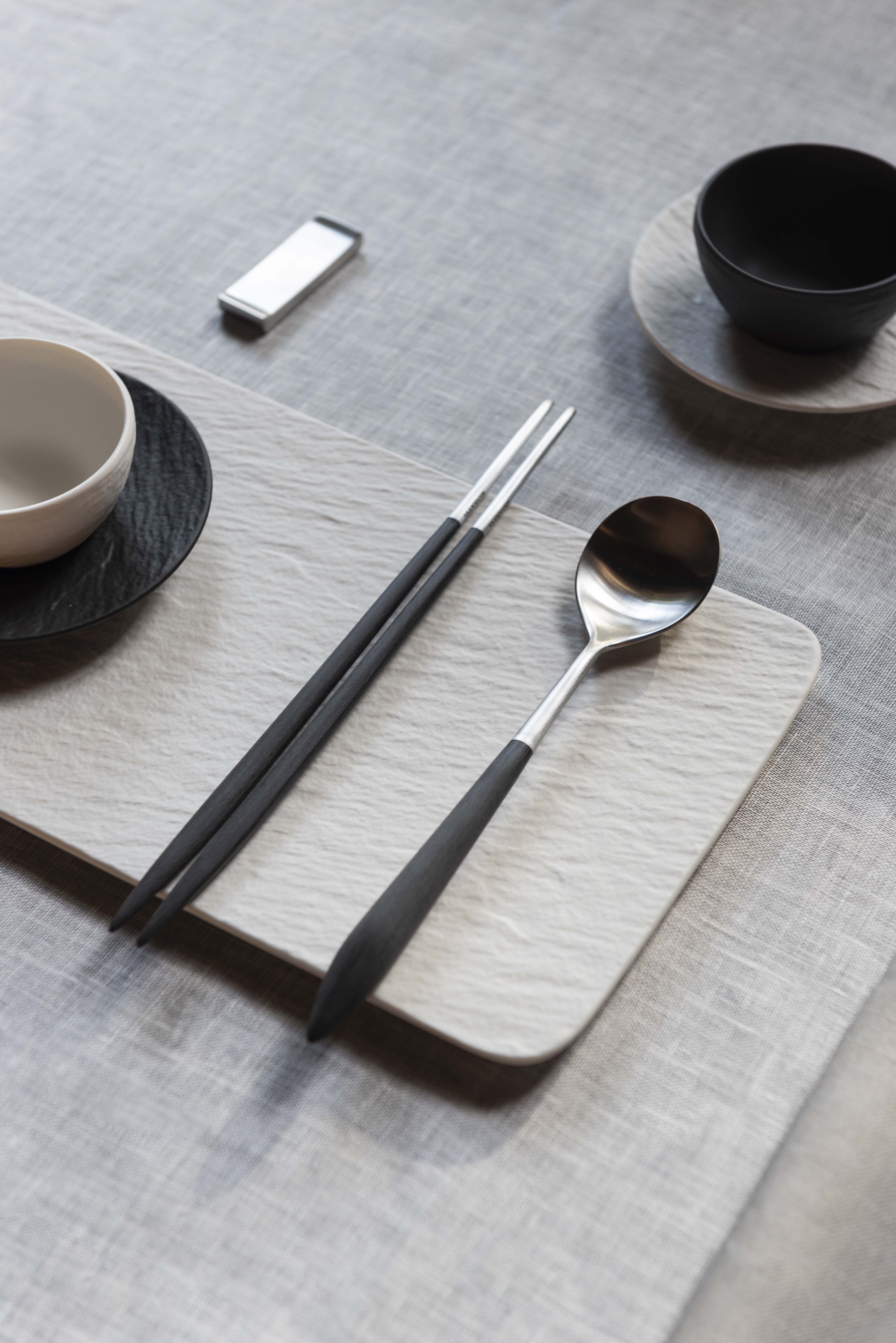 Ares Brushed Chopstick's Set for 1 Person - Black-Casa Bugatti USA