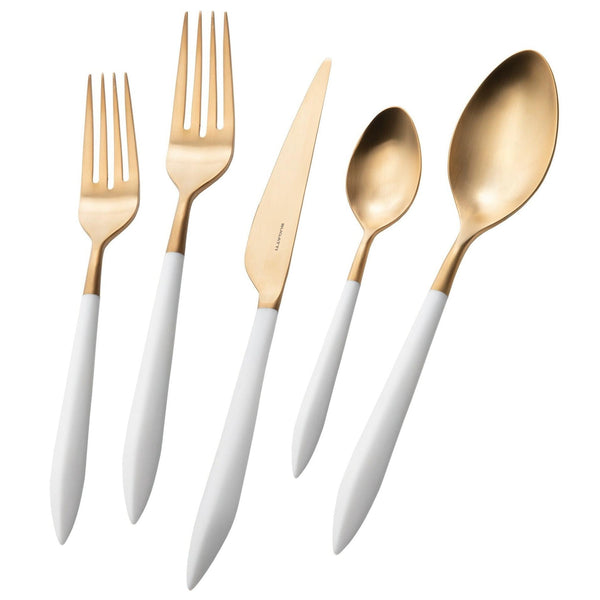 Ares Gold / White 5 Piece Place Setting