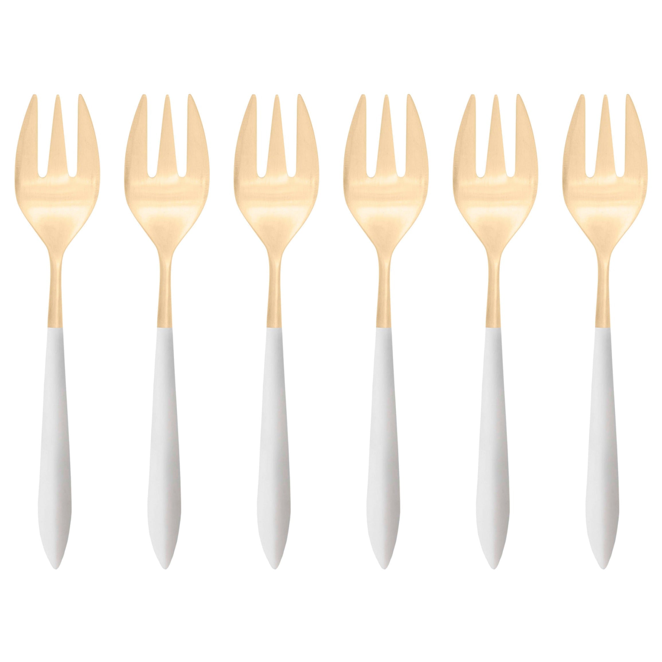 Ares Gold Oyster Fork Set - White-Casa Bugatti USA