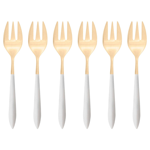 Ares Gold Oyster Fork Set - White-Casa Bugatti USA