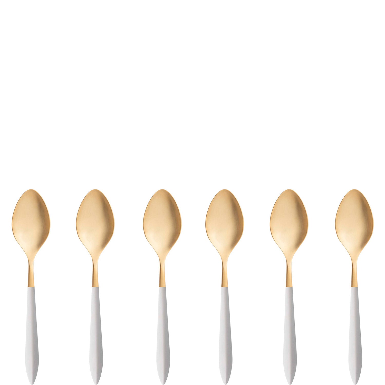 Ares Gold Coffee Spoon Set - White